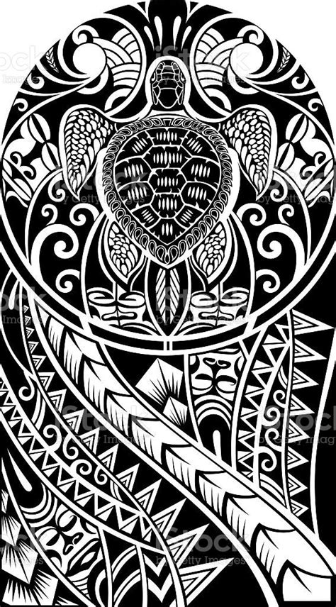Traditioneller Maori Tattoo Design Mit Schildkröten Lizenzfrei Maori