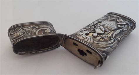 18th Century French Silver Etui Necessaire Box Man Woman Fire Gilt From