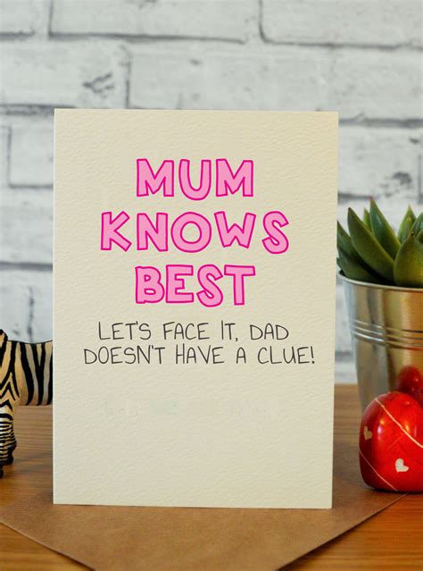 Etsy uk gifts for mum. Mum Knows Best | Cards for Mum & Dad | Cheeky Zebra ...