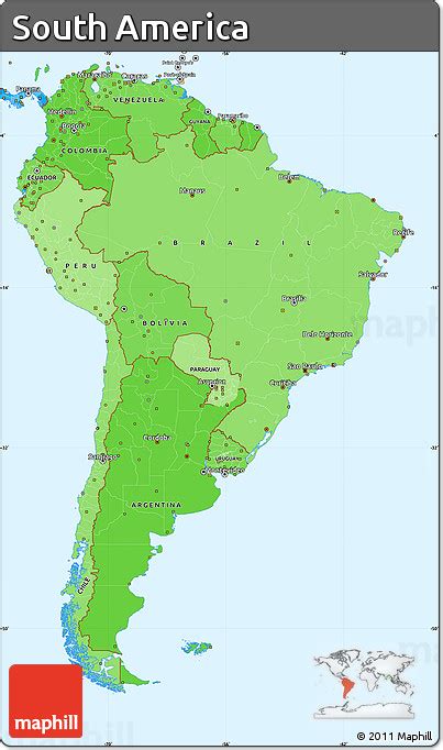 Free Political Shades Simple Map Of South America Political Outside