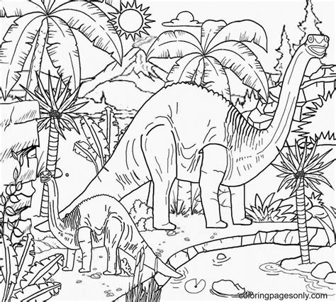 Dinosaur Island Coloring Page Free Printable Coloring Pages