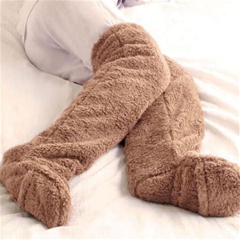 Leg Warmers Women Winter Fluffy Long Thick Warm Coral Fleece Sleep