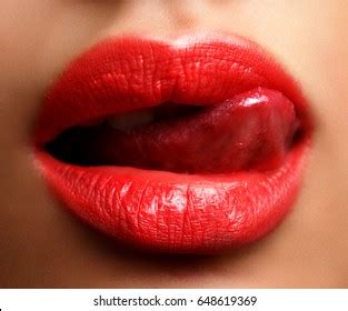 Close Sensual Erotic Red Lips Stock Photo Edit Now