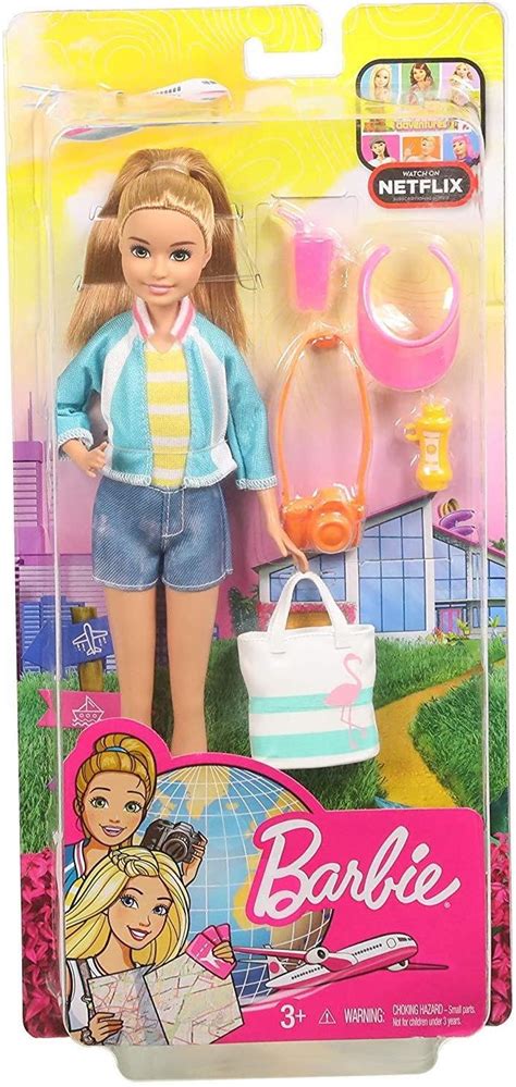 barbie fwv16 reise stacie puppe mit flamingo tasche und zubehör aus barbie dreamhouse
