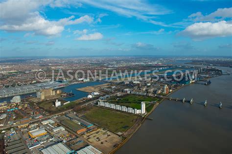 Aerial View Aerial View Of The Royal Victoria Dock Bridge London
