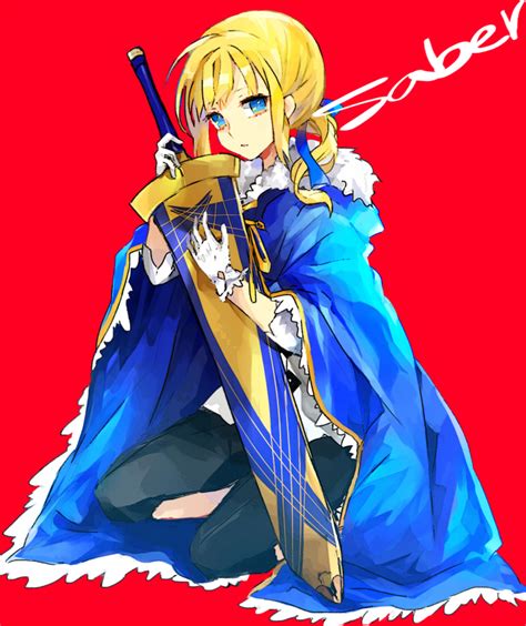 Safebooru Avalon Fatestay Night Blonde Hair Blue Eyes Cape