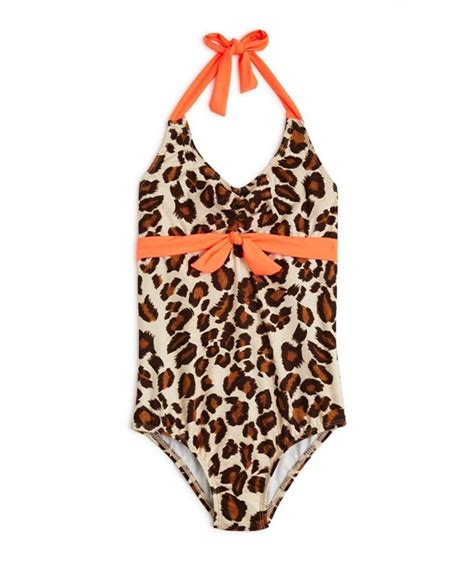 Girls Leopard Print Halter Swimsuit Sizes 7 14 Cd187cz4w4a