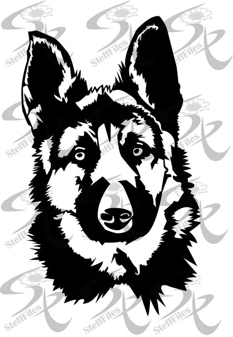 Dog Vector Graphic File German Shepherd Svg Face Clipart Cut In White