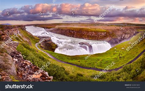 Panoramic View On Gullfoss Waterfall On Stock Photo 1629013651