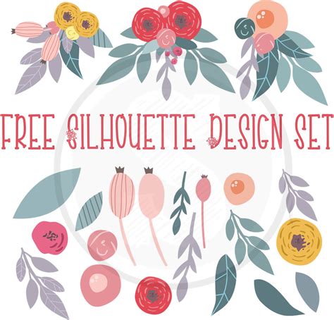 Free Floral Silhouette Design Set Silhouette School