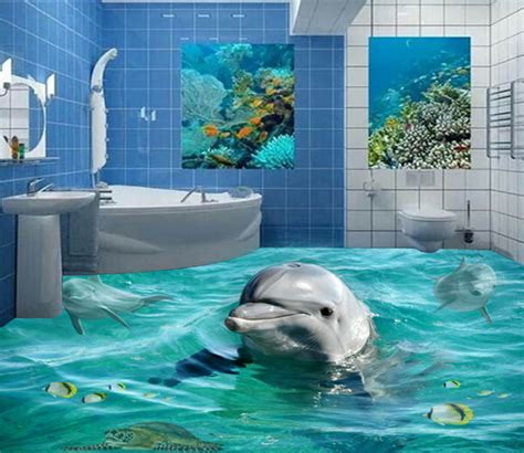 3d Lively Dolphins 058 Floor Mural Self Adhesive Sticker Bathroom Non