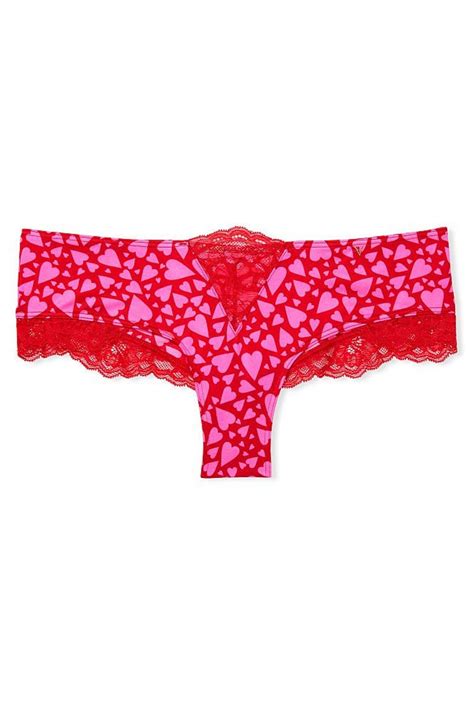 victoria s secret micro lace inset cheeky panty in red lyst uk