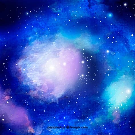 Looking for galaxy blue background psd free or illustration? Bright blue watercolor galaxy background Vector | Free ...