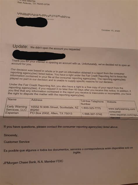 Need help I got this letter after trying to open a Chase checking