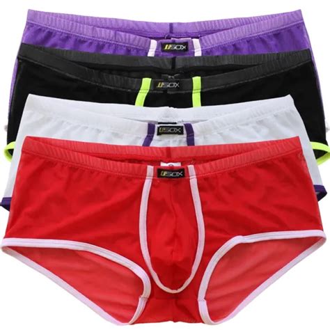 Sexy Mens Underwear Sheer Mesh Boxer Briefs See Through Gay Shorts Bikini Trunks £2 81 Picclick Uk