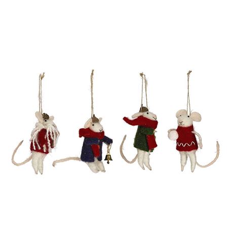 Pack Of 4 Felt Mice Dunelm Felt Mouse Christmas Tree Decorations