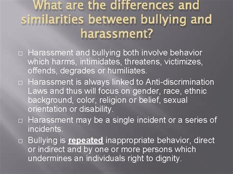 Bullying And Harassment Bullying And Harassment Entry Task
