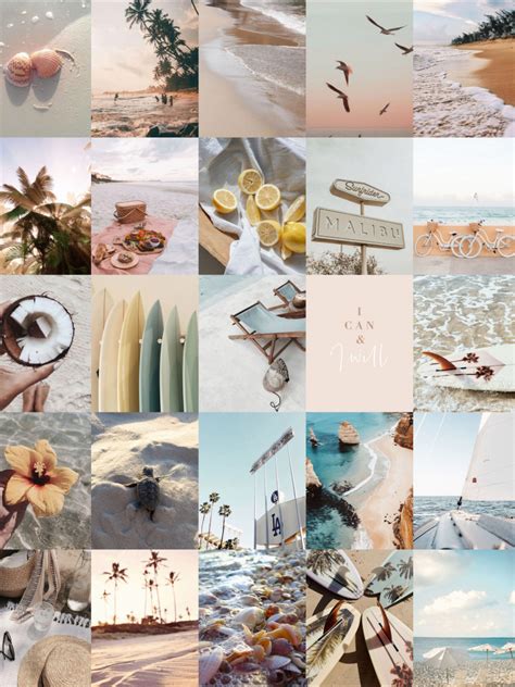 40pcs Beach Wall Collage Kit Summer Vibes Wall Kit Digital Prints