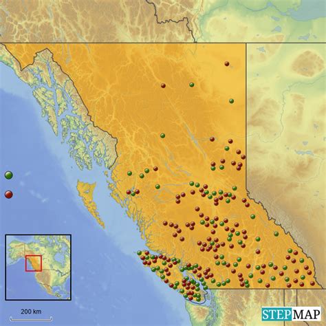 Stepmap Cougar Distribution In British Columbia Landkarte Für Canada