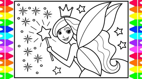 How To Draw A Fairy With Wings For Kids 💚💜💙💛 Fairy Drawing Fairy