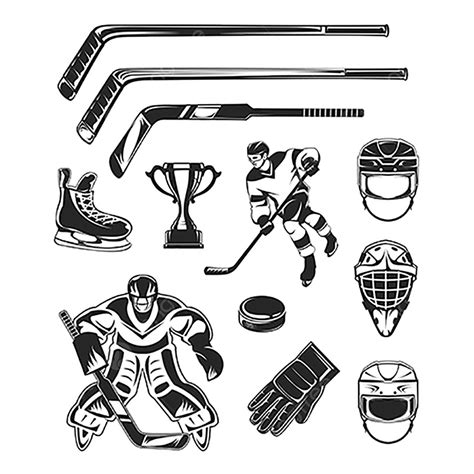 Vector Set Of Black Hockey Icon Key Drawing Black Icons Hockey Icons