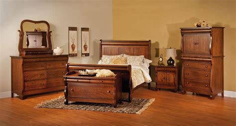 Old Classic Sleigh Panel Bed Amish Solid Wood Beds Kvadro Furniture