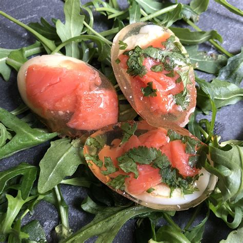 Oeuf en gelée saumon coriandre Omelettes Fish Recipes Buffet Tomato