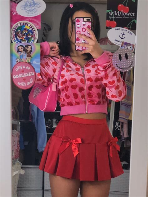Jennifers Body Hoodie Pink Y2k Pastel Bow Mini Skirt Hot Pink Butterfly