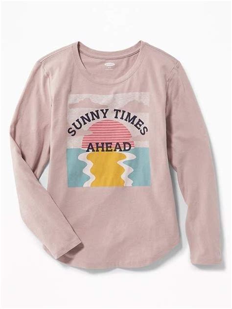 Old Navy Graphic Crew Neck Tee For Girls Old Navy Kids Long Sleeve