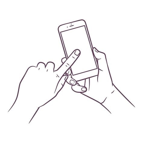 Premium Vector Line Art Drawing Of Hand Holding Smart Phone Outline