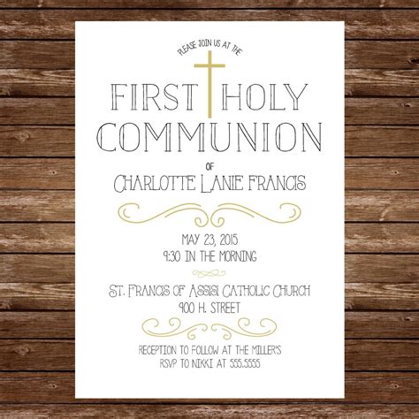 Printable First Holy Communion Invitation By Lucynicoletoo On Etsy