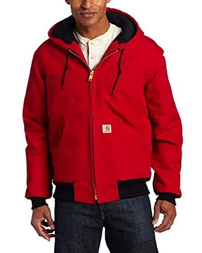 Carhartt Quilted Flannel Lined Duck Active Jacket In Red For Men Lyst