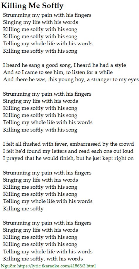 Song Lyrics Of Killing Me Softly Health Tipsmusiccars And Recipe