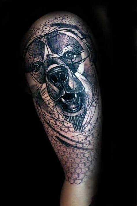I have a tattoo of the koi fish on my arm that swimming then right by it is the dragon it turned into. 60 Geometric Bear Tattoo Designs For Men - Manly Ink Ideas