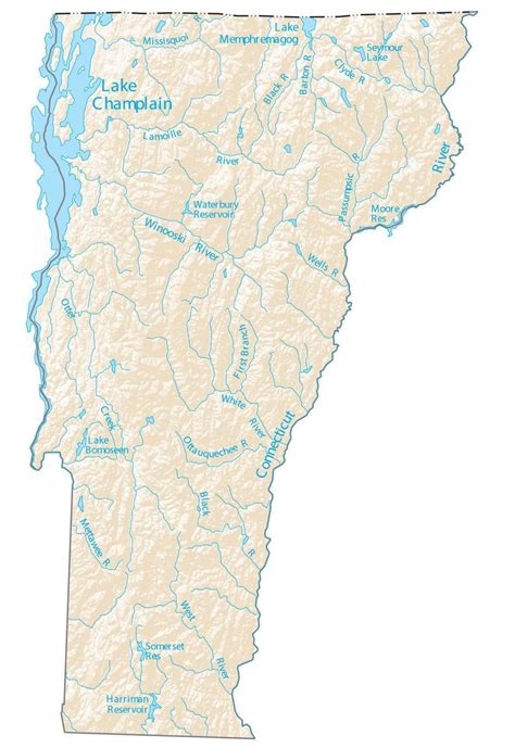 Vermont Lakes And Rivers Map Gis Geography