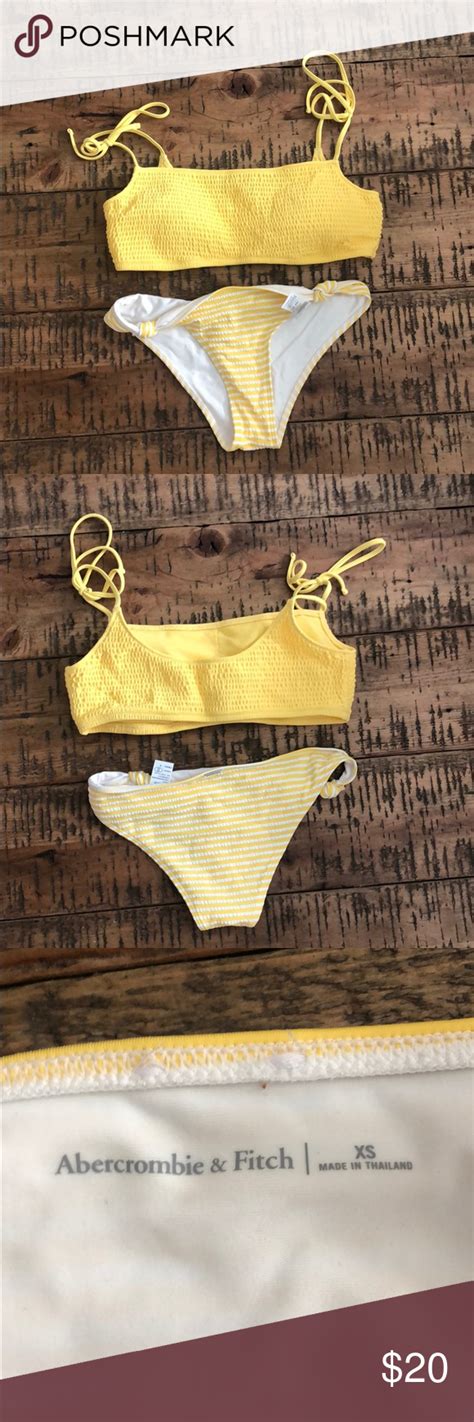 Yellow Bathing Suit Yellow Top Size Small Yellow And White Stripped