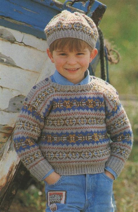 Childrens Yoke Fair Isle Sweater Knitting Pattern Pdf Boys Or Girls 28