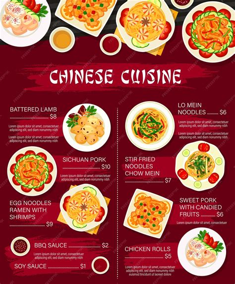 Premium Vector Chinese Cuisine Restaurant Menu Lunch Dish Poster
