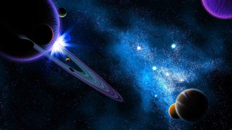 Wallpaper Illustration Digital Art Galaxy Planet Stars Glowing