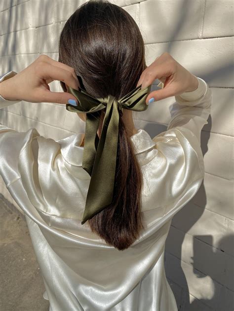 Silk Ribbon Long Silk Hair Ribbon Hair Accessory Silk Hair Bow Etsy Scarf Hairstyles Hair