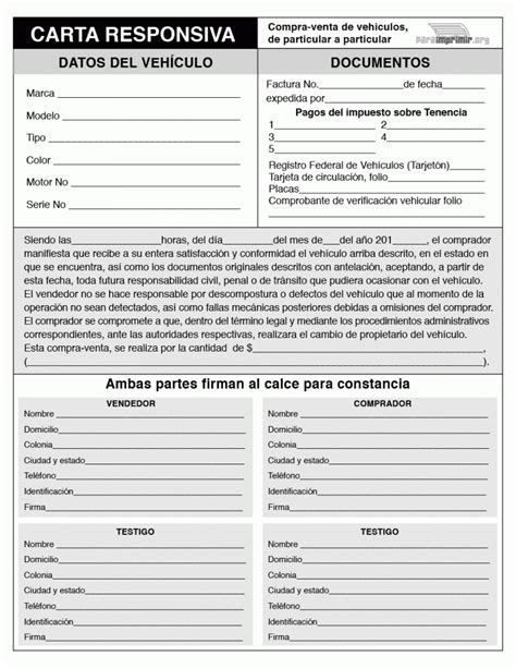 Formato De Carta Responsiva Para Imprimir En Pdf 2022