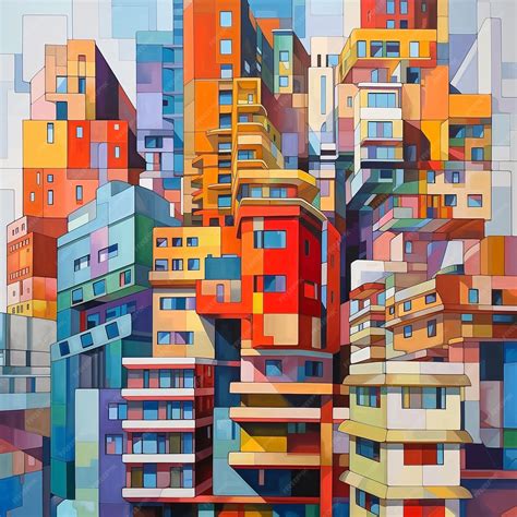 Premium Ai Image A Digital Painting Of A Colorful Cityscape