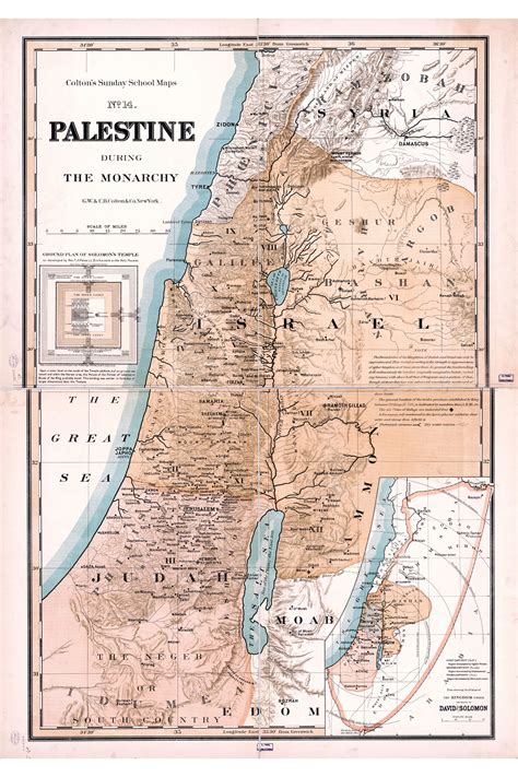 Palestine Under The Reign Of King David Historic Map Pub 1895 Ebay