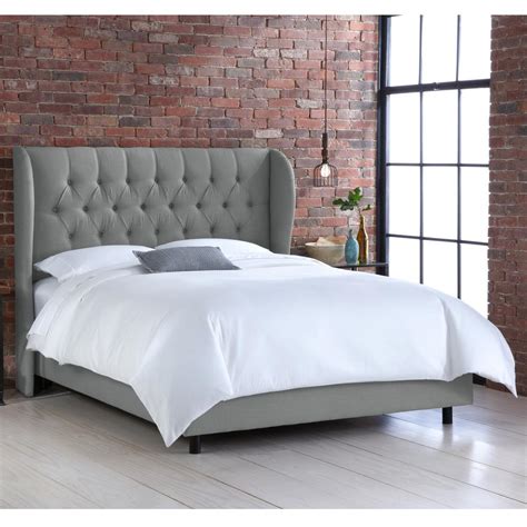 Linen Grey California King Tufted Wingback Bed 414bedlnngr The Home Depot