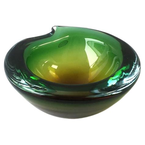 Green And Yellow Murano Glass Sommerso Bowl 1960s At 1stdibs