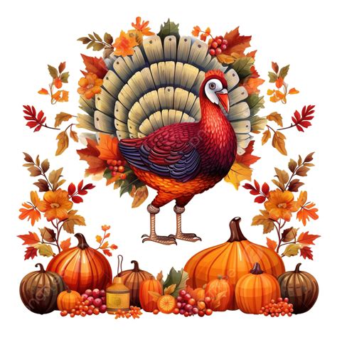 Happy Thanksgiving Turkeys And Decoration With Design Element Set