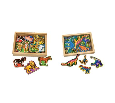 Melissa And Doug Wooden Magnets Set Animals And Dinosaurs With 40