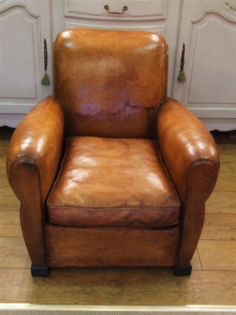 Shop wayfair for the best vintage leather chair. F379/S - Compact Vintage French Leather Club Chair - La ...