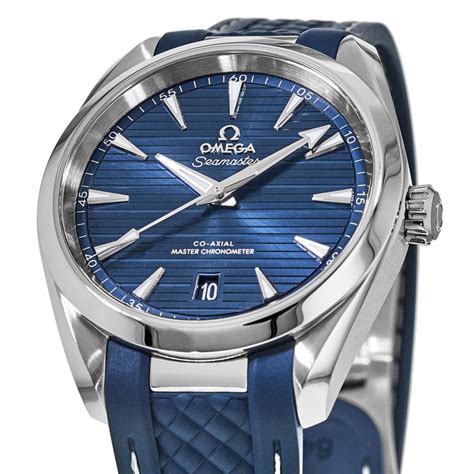 Omega Seamaster Aqua Terra M Master Co Axial Mm Blue Dial Blue Rubber Strap Men S Watch