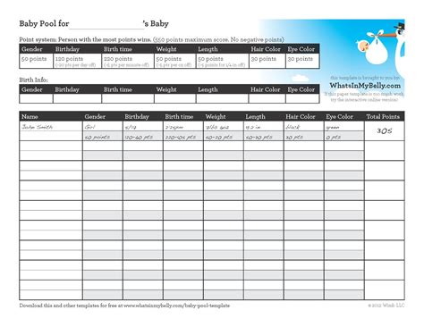 29 abundant free printable baby pool chart. Fun baby pool template. :) (Guess the gender, birth date ...
